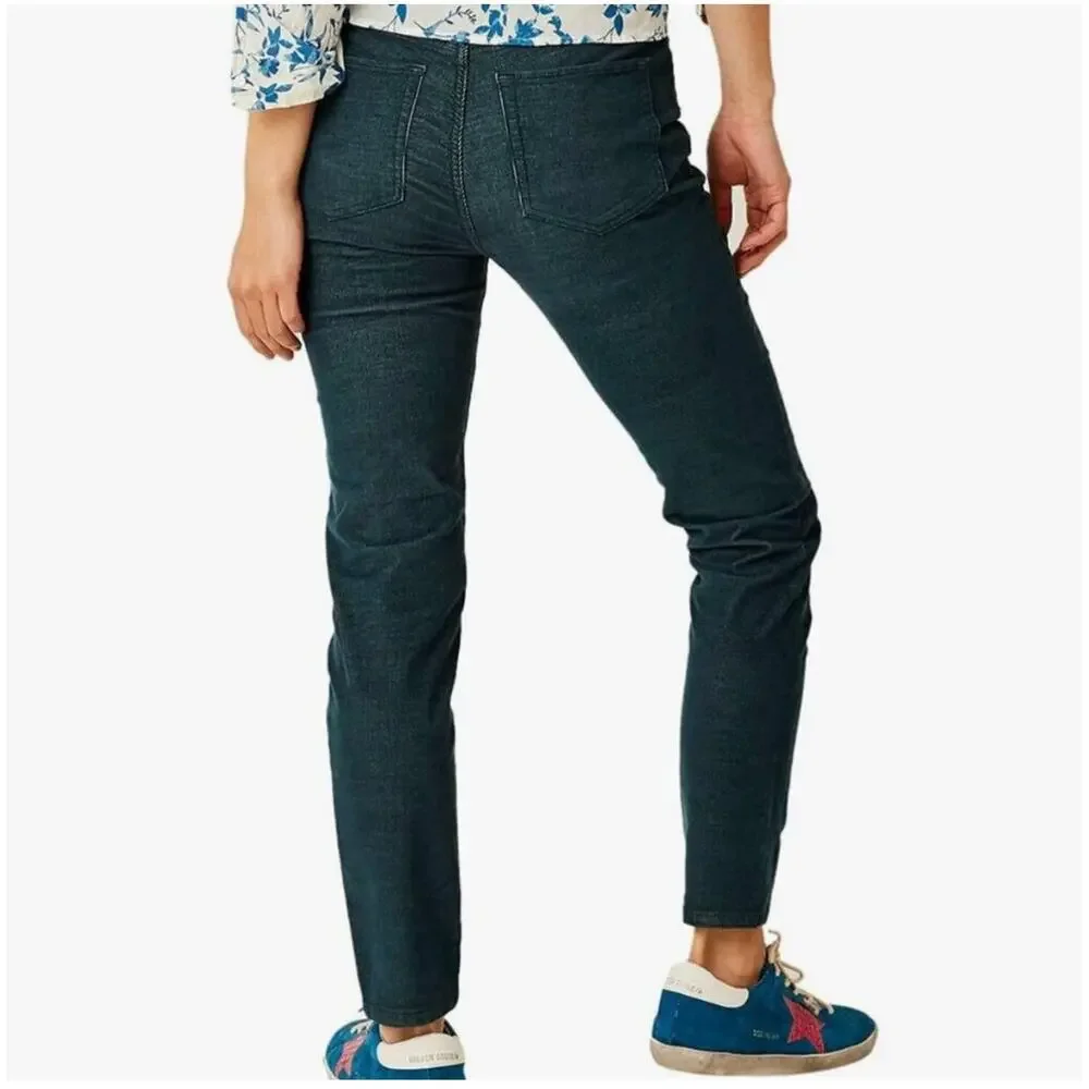Carve Designs Skyler Pants Womens 6 Green Teal Skinny Corduroy Organic Cotton - Picture 2 of 13
